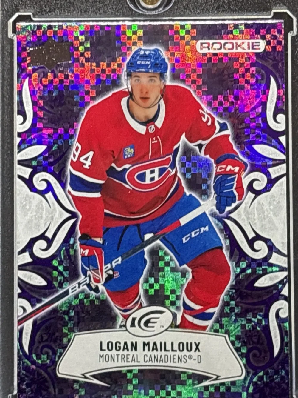 Upper Deck Logan Mailloux Montreal Canadiens Rookie Trading Card - Purple Prizm